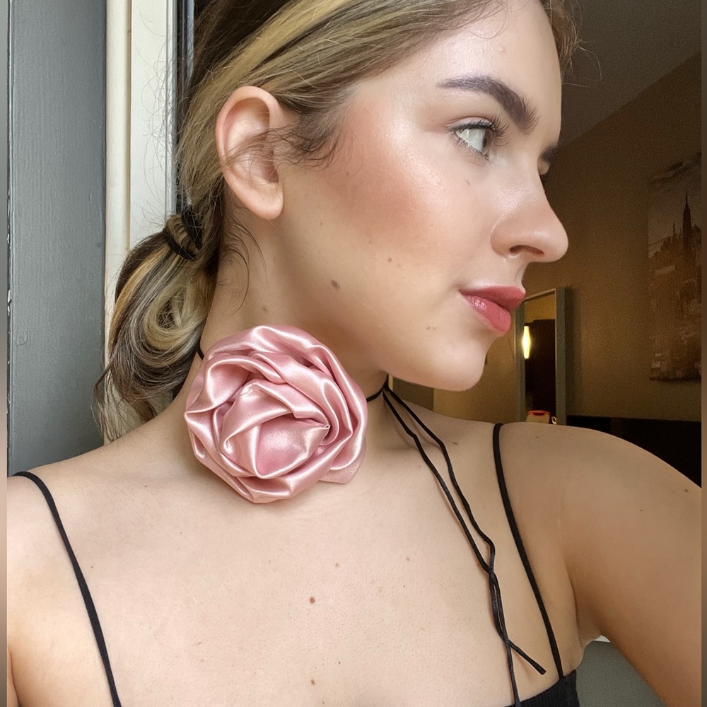 Satin Rose Choker Vintage Handmade